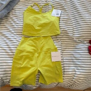 Beyond Yoga Lime Green Leggings and Top Set